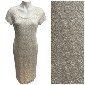 RN Studio Dress Size 10 Womens Lace Illusion Cream Party Church Office Date